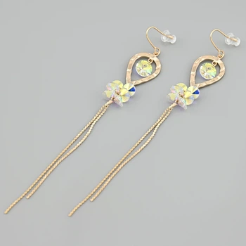 Сережки з кристалами Swarovski Кемерон 48899 розмір 120х15 мм колір світанок вага 4.8 г позолота 18К