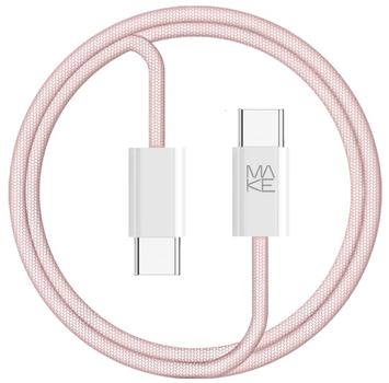 Кабель USB MAKE Type-C to Type-C PD 65W 1м Nylon Pink (MCB-CN1PK)