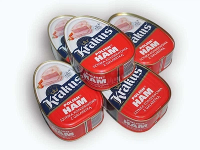 Комплект з п'яти. Шинка консервована Krakus Polish Ham 455 г