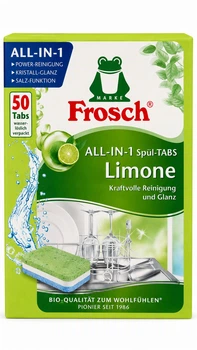 FROSCH Таблетки для миття посуду в посудомийній машині Лимон, 50 шт × 18 г