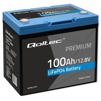 Літій-залізофосфатний акумулятор Qoltec LiFePO4 | 12,8 В | 100 Аг | 1280 Вт·год | BMS 53705