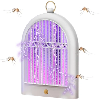 Антимоскітна лампа-пастка для комарів Mosquito Killer LY-961 з УФ-підсвічуванням та електричною сіткою, USB, 29×19×6 см, біла