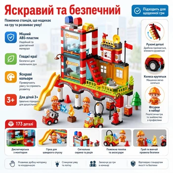 Конструктор дитячий "Пожежна станція" для хлопчика та дівчинки 173 деталі (FL42002)