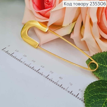 Брошь "Шпилька" золотистого цвета, длина 9см, украшение из металла на одежду