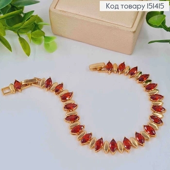 Браслет "Вивьен" с Красными камешками, длина 17+2см, Xuping 18К