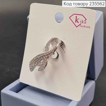 Брошь с блестящими камушками, 3,8*1,5см, Серебряного цвета