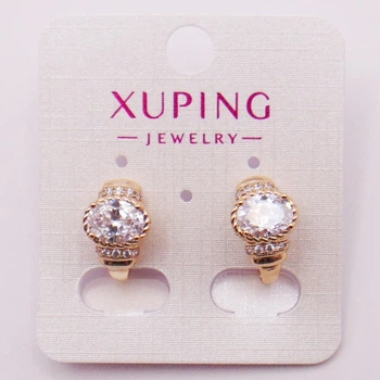Сережки медичний сплав із фіанітами 15х9 мм Xuping 20855