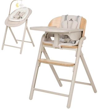 Стульчик для кормления CARRELLO Tenero с шезлонгом и алюминиевым каркасом Olympus Beige Wooden CRL-9507