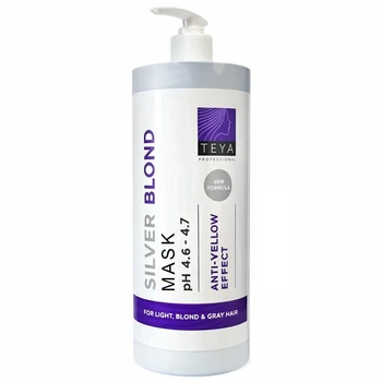 Маска TEYA Professional SILVER BLOND Mask Anti-Yellow Effect для освітленого волосся, фіолетова (pH 4.6–4.7) 1000 мл