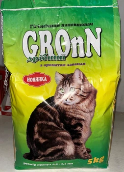 Бентонітовий наповнювач GronN для котячого туалету з ароматом лаванди дрібний 5 кг