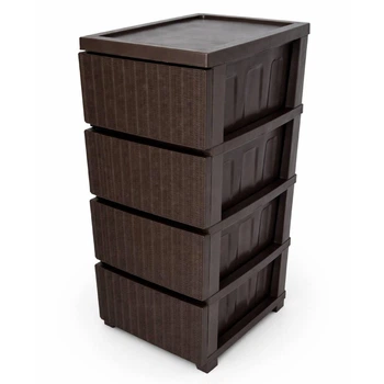 Комод R-plastic пластиковый R-Plastic Ротанг на 4 ящика коричневый