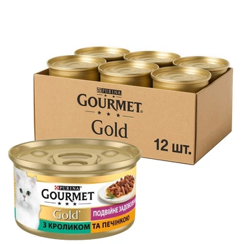 Влажный корм для кошек Purina Gourmet Gold Двойное удовольствие с кроликом и печенью в соусе (12х85г)