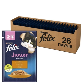 Вологий корм для кошенят Purina Felix Junior Fantastic з куркою в желе (26х85г)