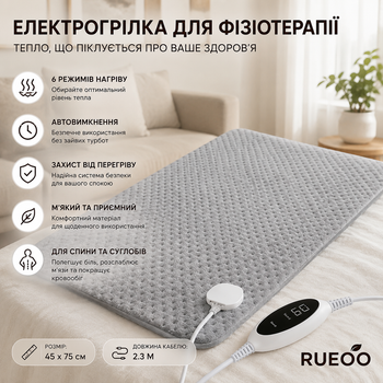 Коврик Грелка для физиотерапии 45*75CM Электрогрелка с подогревом мягкая грелка для спины, 6 температурных режимов