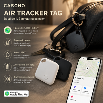 Bluetooth трекер CASCHO Air Tracker Tag 4 шт для Apple Find My, поиск ключей и багажа, IP67, iOS