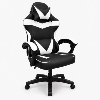Игровое кресло с широким сиденьем DEXON RD-6017 из экокожи, Белое