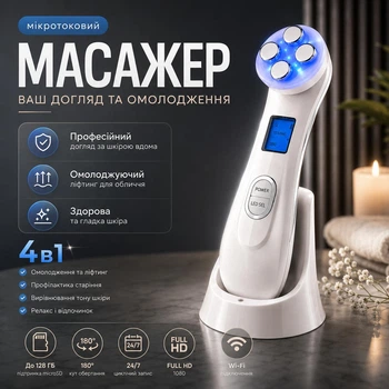 Мікротоковий масажер для обличчя з ефектом Lift Up Beauty instrument електроміостимуляція світлотерапія RF - ліфтинг