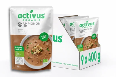 Упаковка крем-суп з шампіньонів ACTIVUS Органічний 9х400 г.(C-02-007-U-pak)