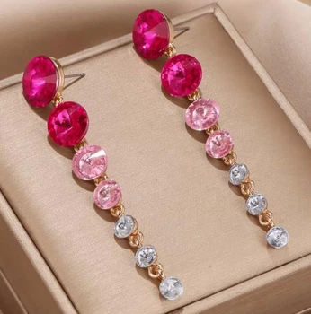 Женские сережки "Аннета" 8.2 см jewelry розовые