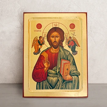 Писаная греческая Икона Спаситель Иисус Христос 22,5×29 см