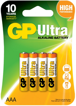 Батарейки GP AAA (LR03) Ultra Alkaline 24AU-U4, блистер