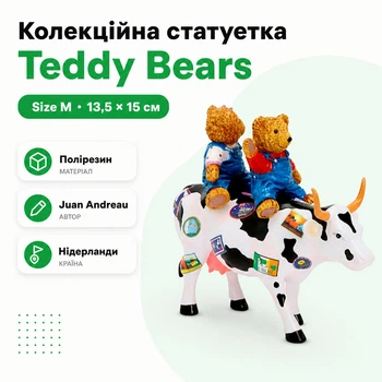 Коллекционная статуэтка корова Teddy Bears on the Moove Size M полирезин 13,5 х 15 см CowParade Boston 2006 Нидерланды
