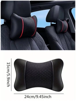 Автомобильная анатомическая подушка на подголовник для шеи Air Drive Full Black от боли утомляемости и релакса дышащая сетка черная