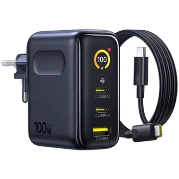 Мощное сетевое зарядное устройство с дисплеем Baseus PicoGo AE21 100W 2хType-C/USB + кабель Type-C - Type-C 100W 1.5м