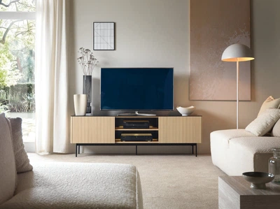 Тумба под ТВ с подсветкой Perfect Home Орта / Orta RTV180 2-дверная Дуб виченца