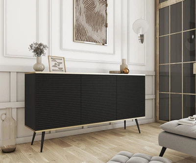 Комод Perfect Home Оро/Oro K160 MDF 3-дверний з чорними ніжками Чорний