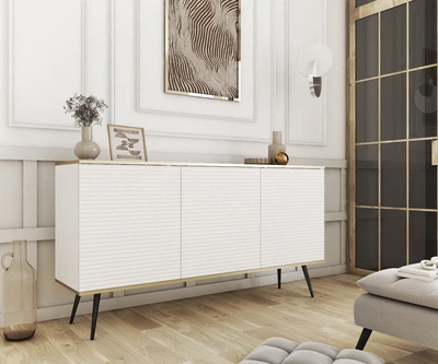 Комод Perfect Home Оро/Oro K160 MDF 3-дверний з чорними ніжками Білий