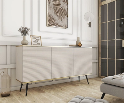 Комод Perfect Home Оро/Oro K160 MDF 3-дверний з чорними ніжками Бежевий