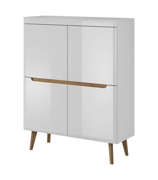 Комод высокий Perfect Home Норди / Nordi NK107 4-дверный Белый/белый глянец