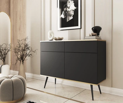 Комод Perfect Home Оро/Oro KSZ107 2-дверний з 2 ящиками та чорними ніжками Чорний