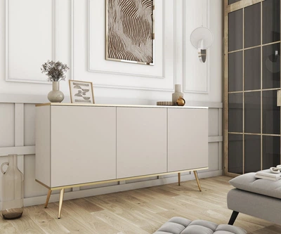 Комод Perfect Home Оро/Oro K160 3-дверний із золотими ніжками Бежевий