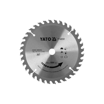 Диск пиляльний победітовий Yato по дереву 165x16x2.2x1.5 мм (36 зубці) R.P.M до 9500 об/хв (YT-60591)