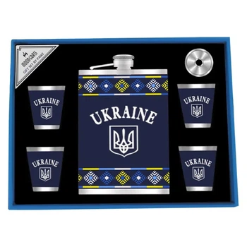 Набор фляга рюмка воронка Нержавеющая сталь Стальная 265 мл 4 рюмки (Ukraine)