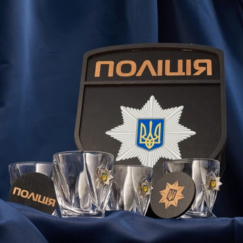 Набор хрустальных стаканов VSKLO Шеврон большой Полиция Прозрачный 340 мл