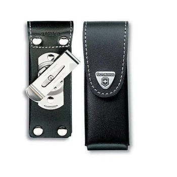 Чехол на пояс Victorinox 111мм кожаный черный на липучке с поворотным клипом до 6 слоев