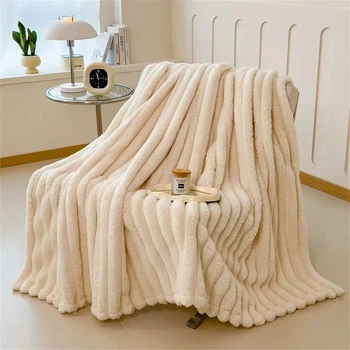 Плед Coral Fleece CF-15 Рельєфні смуги 150×200 см Beige (3_08638)