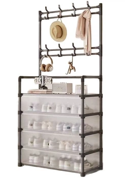 Напольная вешалка-стойка для одежды и обуви RIAS Multifunctional Integrated Rack 60.5x29x192 см White (3_08685)