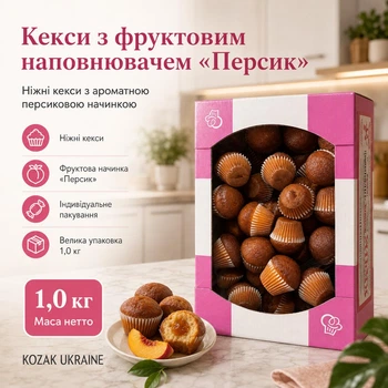 Кекси з фруктовим наповнювачем «Персик», 1 кг