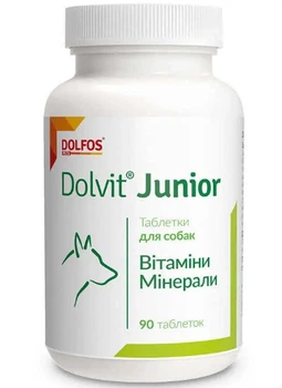 Витаминно-минеральный комплекс Dolfos Dolvit Junior для щенков и молодых собак мелких пород, 90 таб.