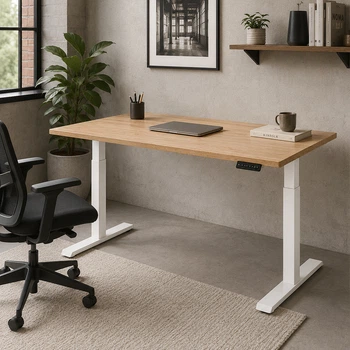 Стол Space 2 электрической регулировкой высоты Ferrum-decor 75x100x67 Белый металл ДСП Дуб Кремона Торро 16 мм (SPACE2028)