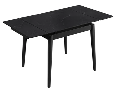 Стол обеденный раскладной AVENTO CERAMIC 80(130)*80 черный / черный Intarsio