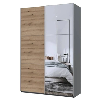 Шкаф купе Doros G-Caiser Антрацит/Дуб Евок 1 ДСП / 1 дзеркало / 3 частини (42005413) (DRS-012246)