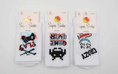 Шкарпетки універсальні демісезонні 3 пари Super Socks 001.S235 Game over 36-40р. Асорті
