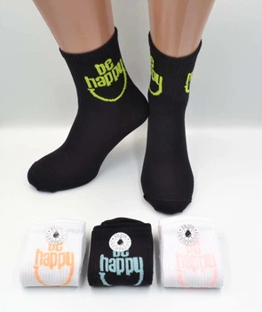 Шкарпетки універсальні демісезонні 4 пари Super Socks 089.S267 Be happy 36-40р. Асорті (Флуоресцентні)