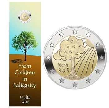 Монета 2 євро Природа і навколишнє середовище у сувенірному пакованні. Malta 2 euro BU 2019 - Nature and Environment