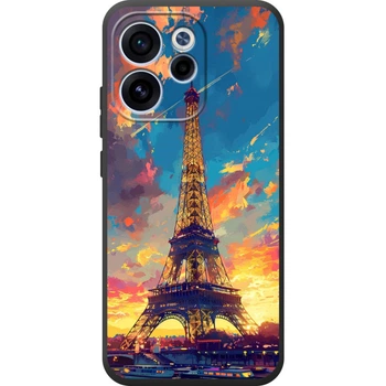 Силиконовый Чехол с Картинкой для OPPO Reno 15 FS Принт (Париж, Эйфелева Башня) (71284-ysm038)